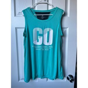 Rise by Lularoe Tank Large Womens Blue Stretch Racerback Top Gym Exercise